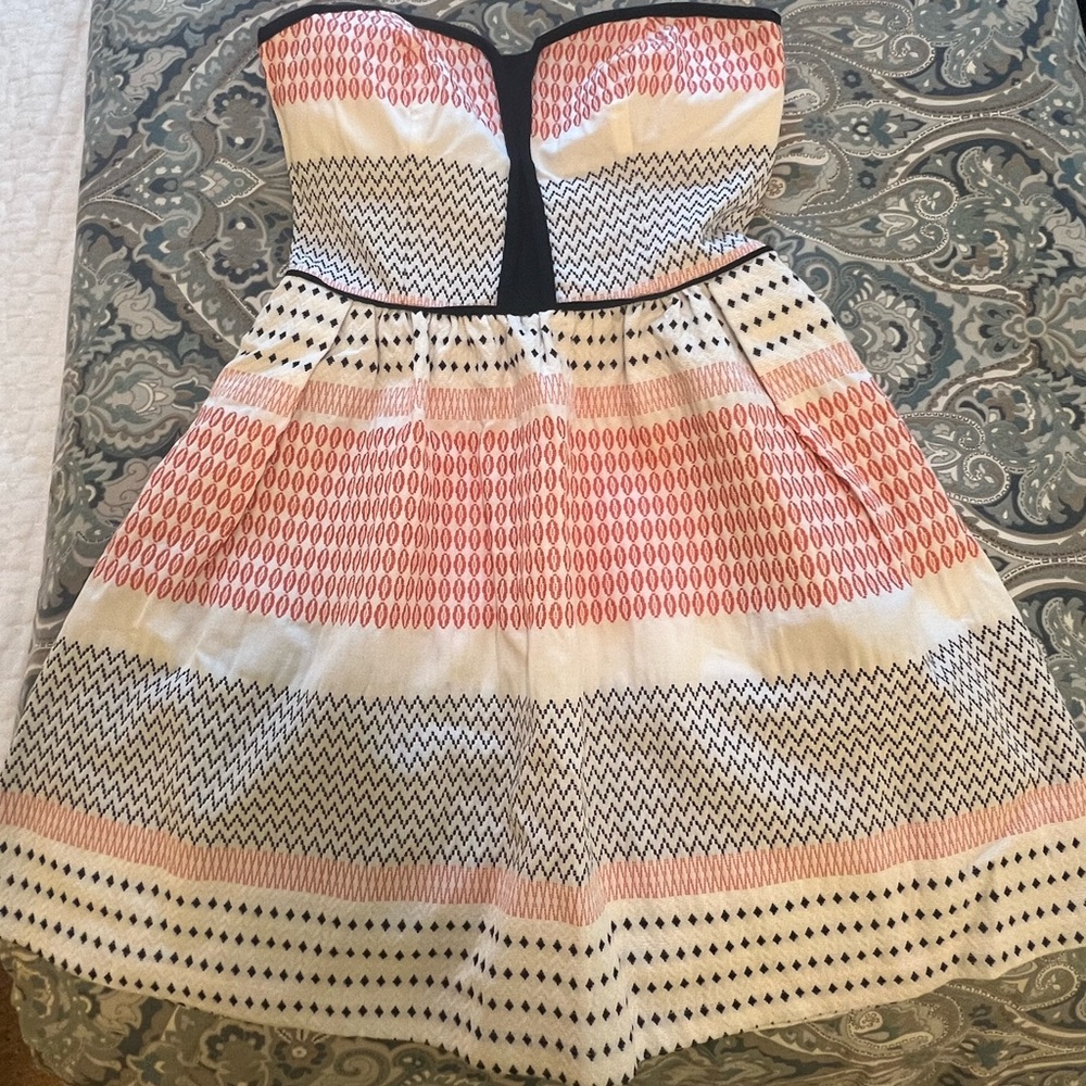 Ella Moss Zan Short Mini Strapless Dress Ivory Multicolor